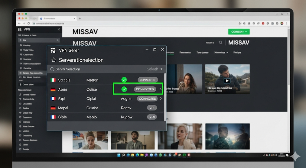 VPN을 활용한 MISSAV 접속 화면. VPN을 활용한 MISSAV 접속 화면.