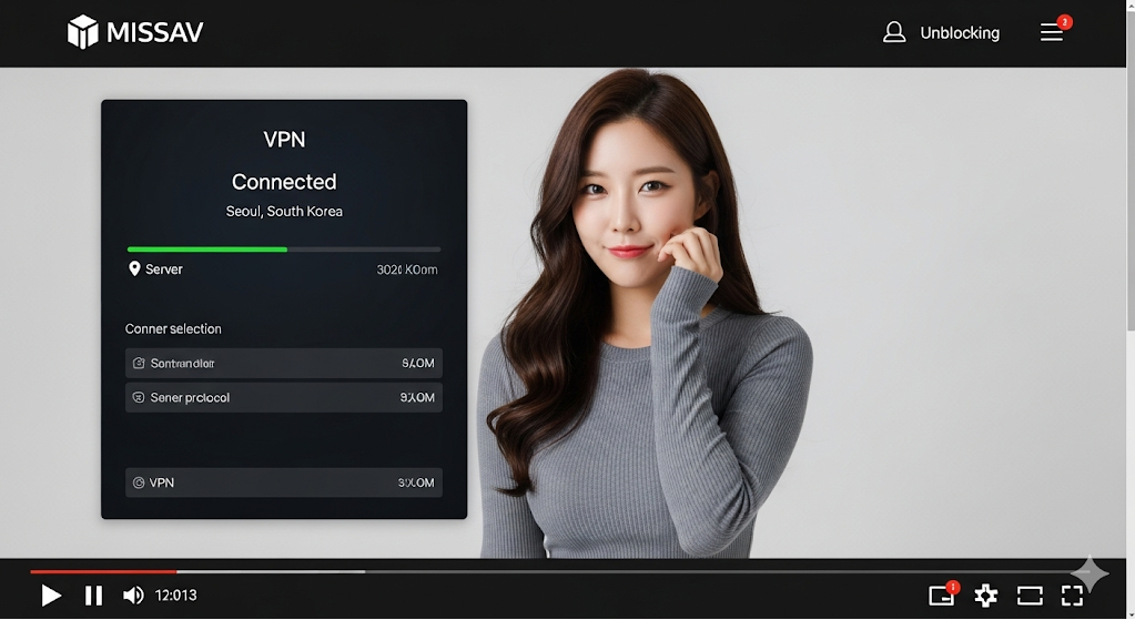 MISSAV 차단 해제 후 스트리밍 화면. MISSAV 차단 해제 후 스트리밍 화면.