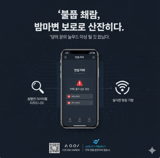 예방 슬로건: 상단에는 불법 촬영이 개인의 삶을 파괴하는 중대한 범죄임을 알리는 강력한 경고 문구가 배치되어 사안의 엄중함을 전달합니다. 예방 슬로건: 상단에는 불법 촬영이 개인의 삶을 파괴하는 중대한 범죄임을 알리는 강력한 경고 문구가 배치되어 사안의 엄중함을 전달합니다.