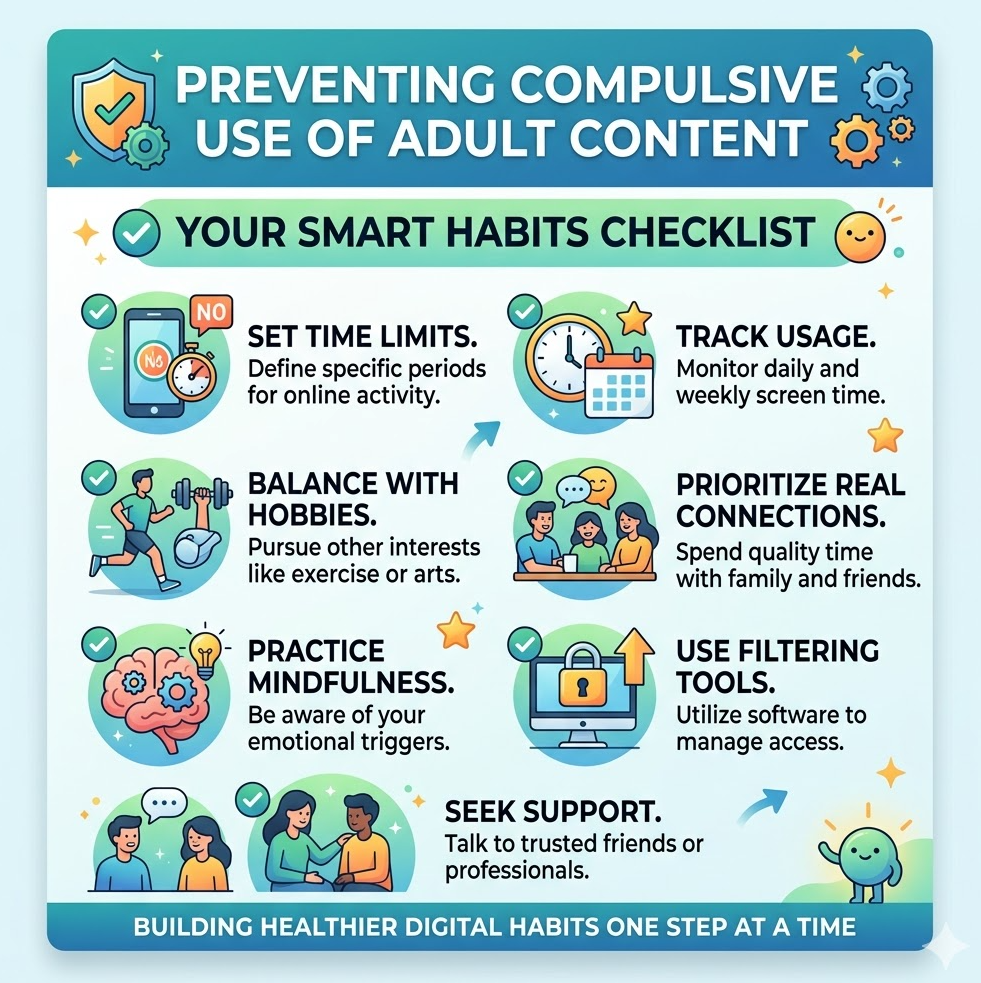 한국야동사이트 중독 예방 인포그래픽, 건강한 이용 습관 체크리스트가 시각화된 이미지