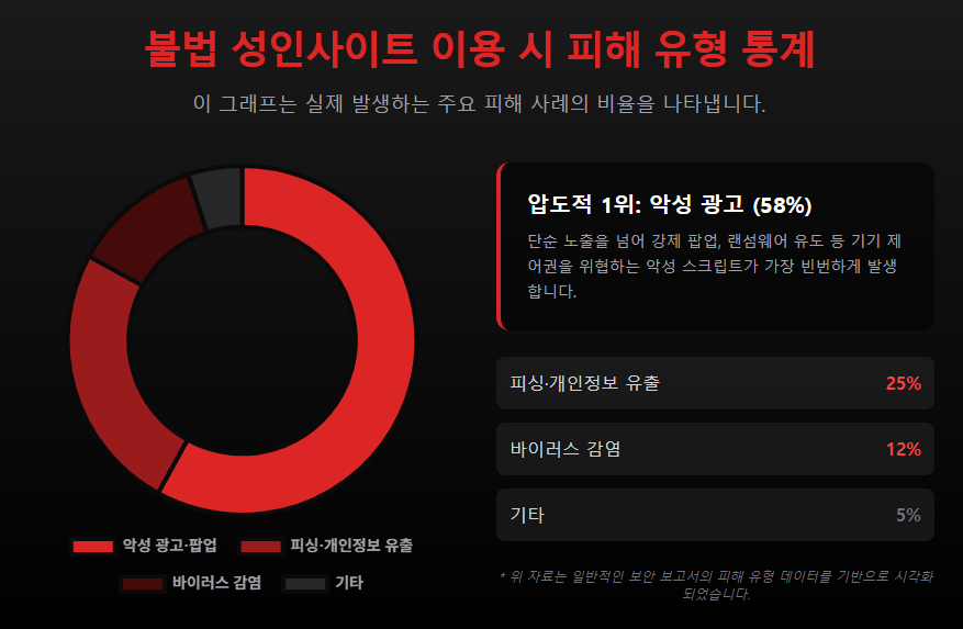 불법 성인사이트 이용 시 피해 유형 통계