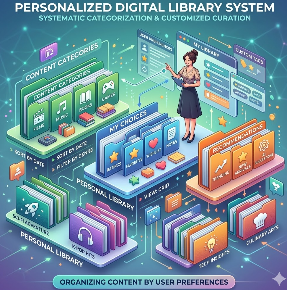 화려한 색감의 디지털 폴더들이 입체적으로 나열된 인포그래픽 이미지