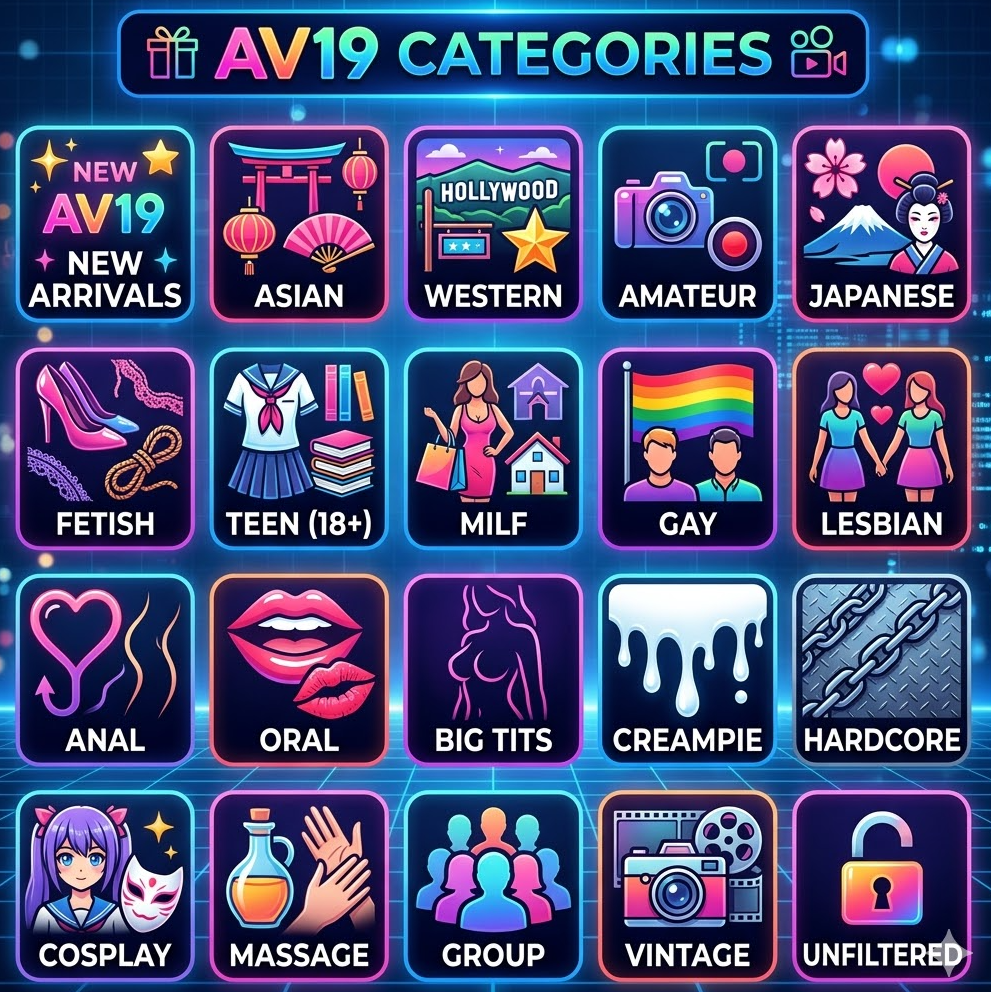 다양한 영상 카테고리를 상징하는 화려한 색상의 아이콘 배열 이미지